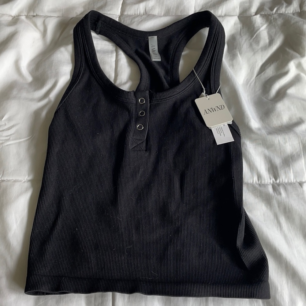 NEVER BEFORE WORN BLACK BUTTON TOP